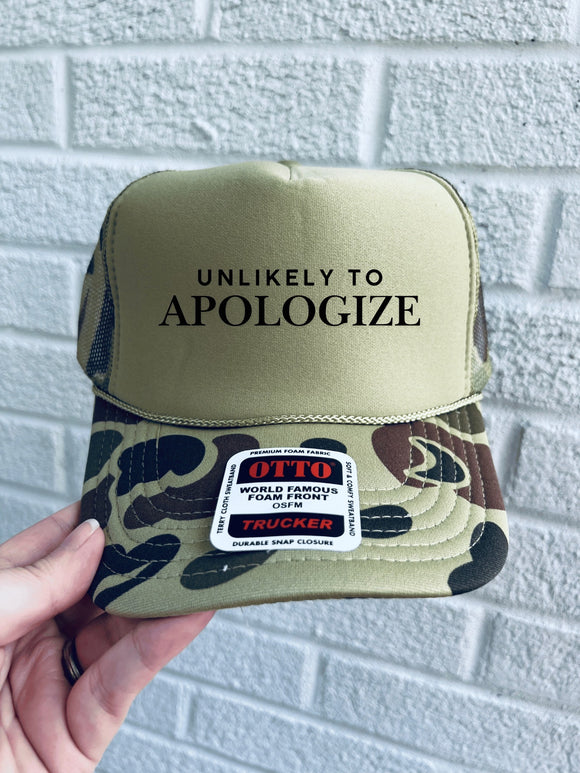 Unlikely To Apologize Trucker Hat