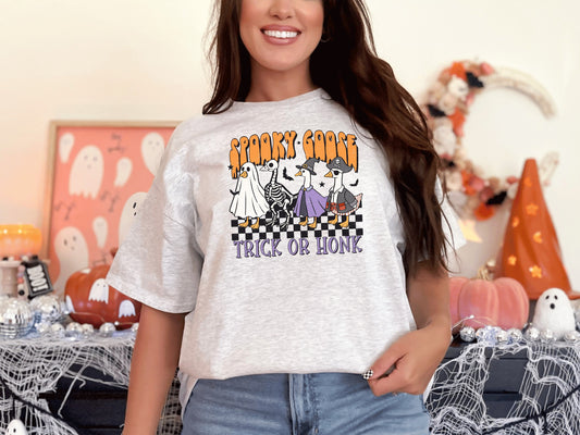 Spooky Goose Trick Or Honk Graphic Tee