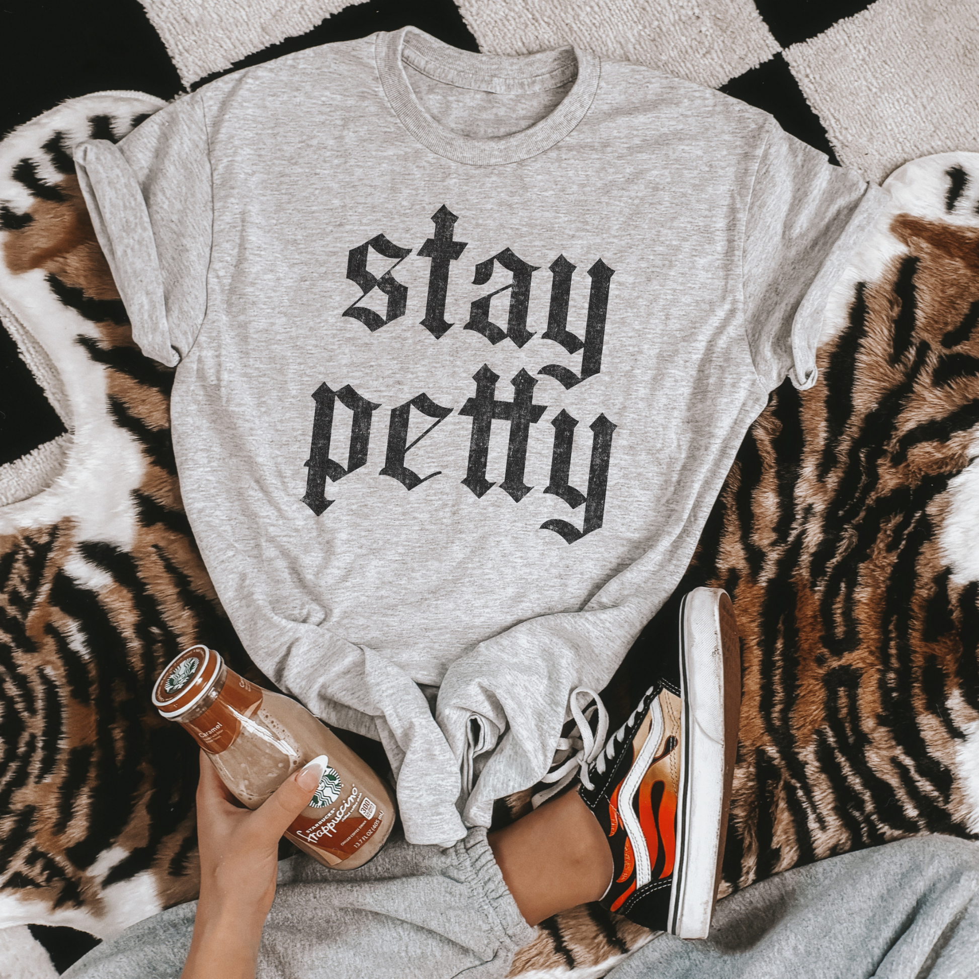 Stay Petty Graphic Tee in Ash