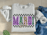 Mardi Gras Checkered Graphic Tee/Crew