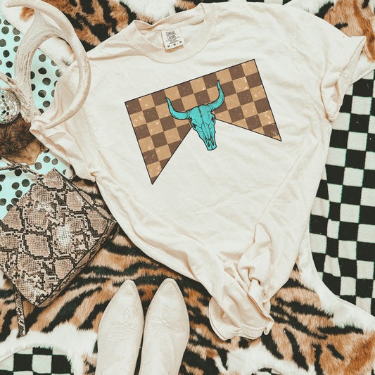Checkered Longhorn Graphic Tee