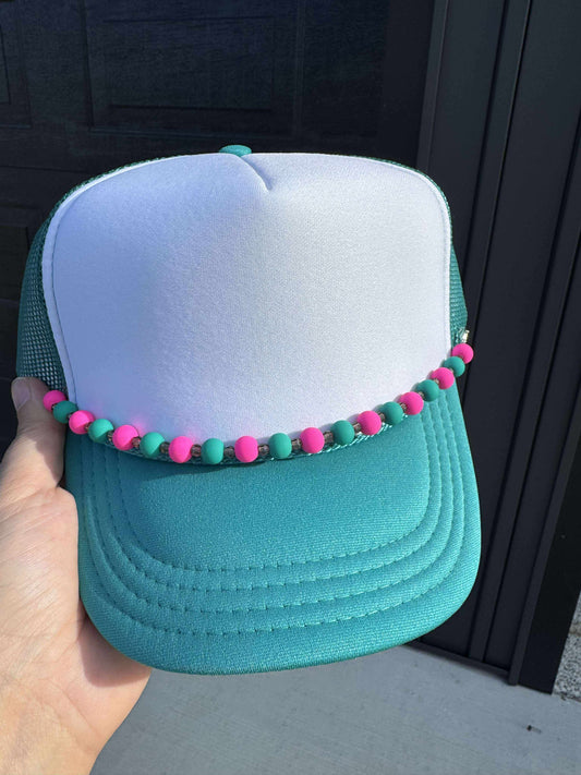 Turquoise & Pink Trucker Hat Chain
