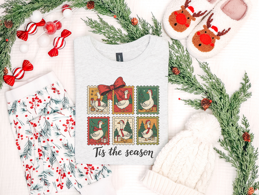 'Tis The Season Goose Stamps Graphic Tee