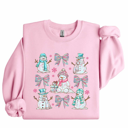 Snowman Grid & Bows Graphic Sweatshirt