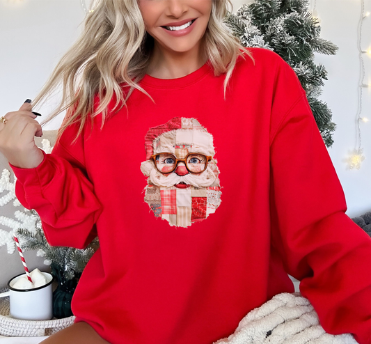 Patchwork Santa Graphic Sweatshirt