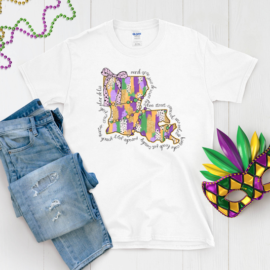 Louisiana Mardi Gras Script Graphic Tee