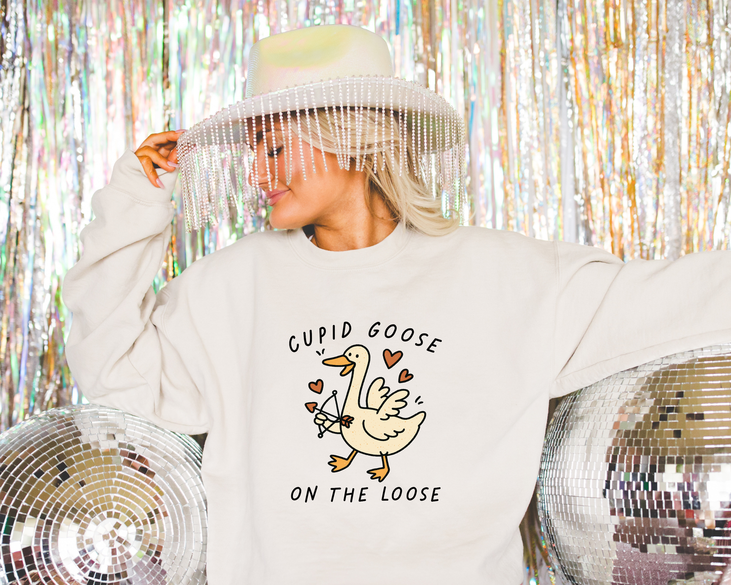 Cupid Goose On The Loose Graphic Sweatshirt