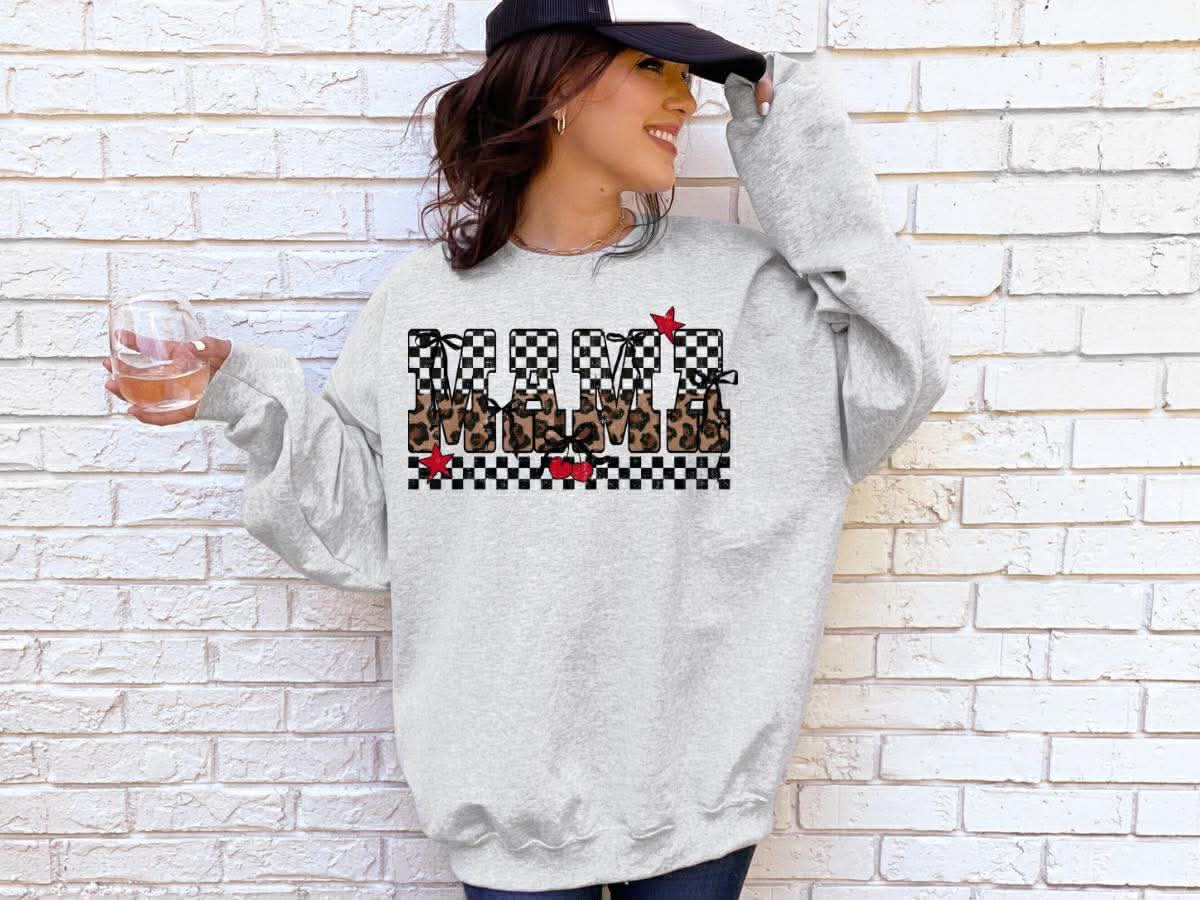 Mama Check Mix Graphic Sweatshirt