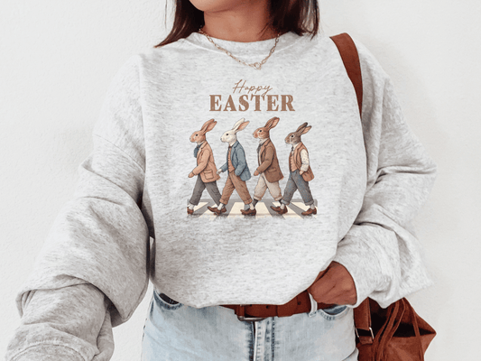 Vintage “Happy Easter” Walking Bunnies Graphic Sweatshirt