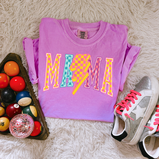 MAMA Checkered Lightning Bright Graphic Tee