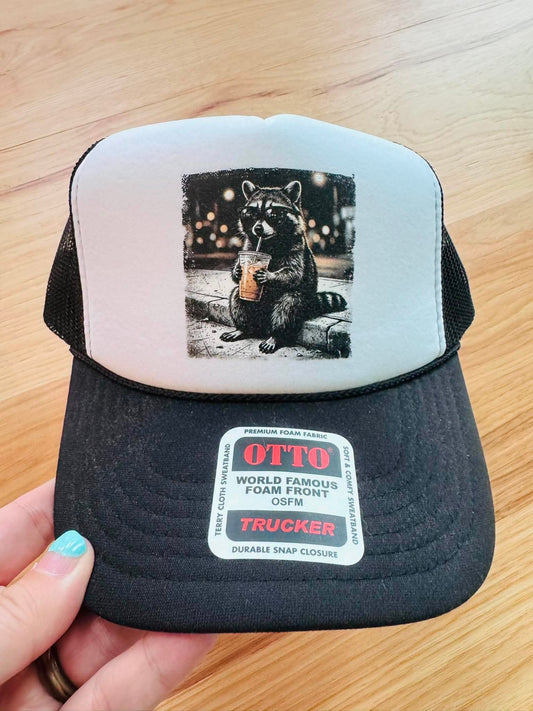 Iced Coffee Raccoon  Trucker Hat