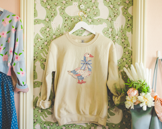 Patchwork Goose Graphic Sweatshirt