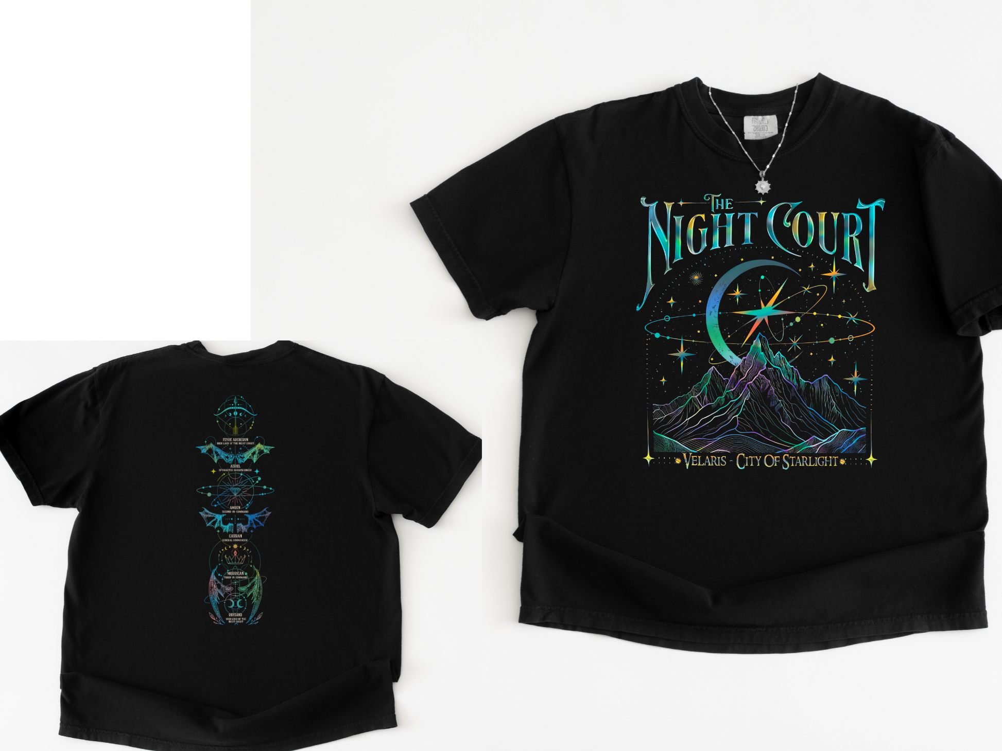 Night Court black tee front and back