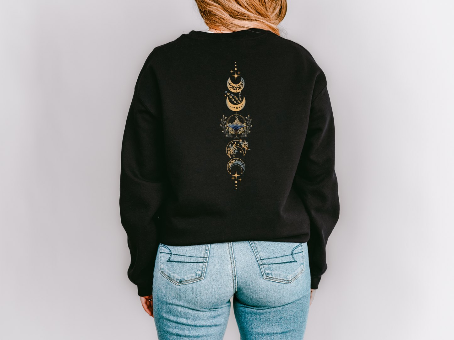 Velaris City of Starlight black Gildan crewneck back DTF design